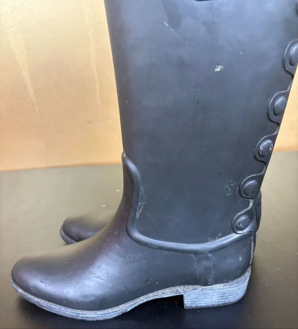 Sam Edelman Ximon Black Rubber Tall Rain Boots - Size 8